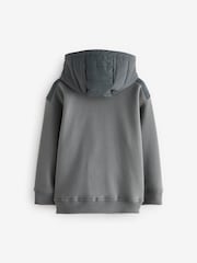 Charcoal Grey Mixed Fabric Jersey Zip Through Hoodie (3-16yrs) - Image 2 of 3