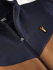 Tan/Navy Colourblock Zip Through Sweat Top (3-16yrs) - Image 3 of 3