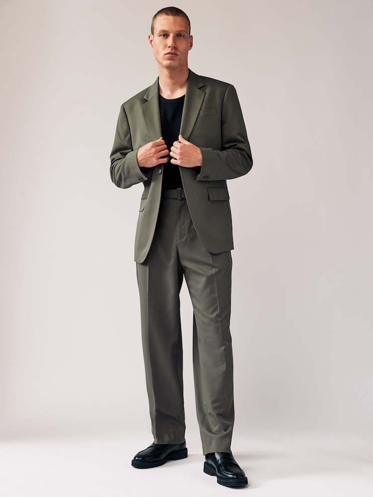 Sage Green EDIT Slouchy Style Suit Trousers - Image 2 of 9