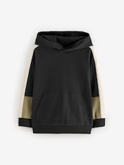 Black Midweight Colourblock 100% Cotton Hoodie (3-16yrs) - Image 1 of 3