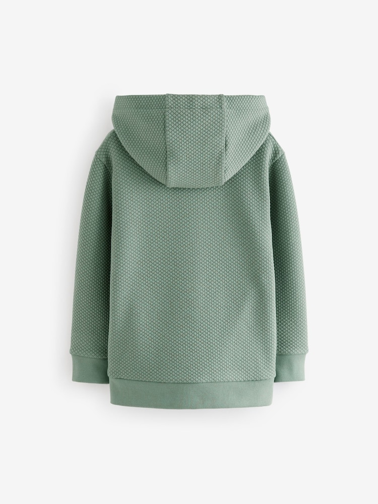 Sage Green Textured Fabric Hoodie (3-16yrs) - Image 2 of 4