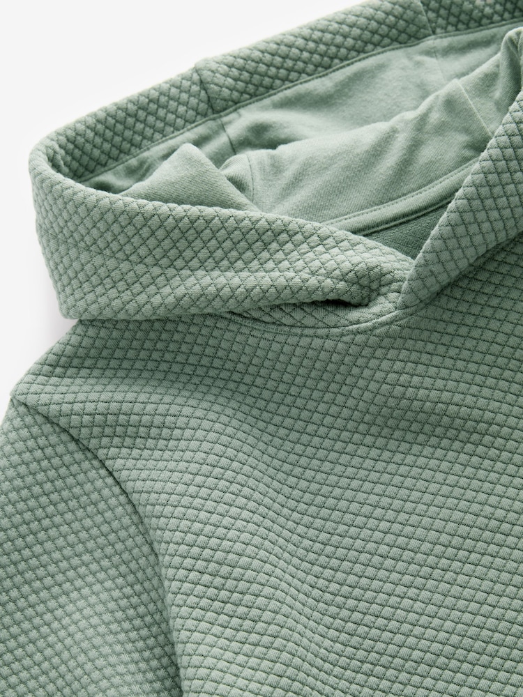 Sage Green Textured Fabric Hoodie (3-16yrs) - Image 4 of 4