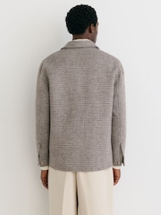 Reiss Brown Gano Check Wool-Blend Check Twin-Pocket Overshirt - Image 5 of 6