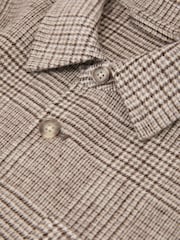 Reiss Brown Gano Check Wool-Blend Check Twin-Pocket Overshirt - Image 6 of 6