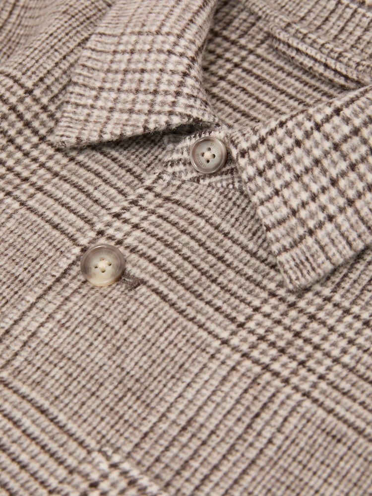 Reiss Brown Gano Check Wool-Blend Check Twin-Pocket Overshirt - Image 6 of 6 Reiss Brown Gano Check Wool-Blend Check Twin-Pocket Overshirt - Image 6 of 6