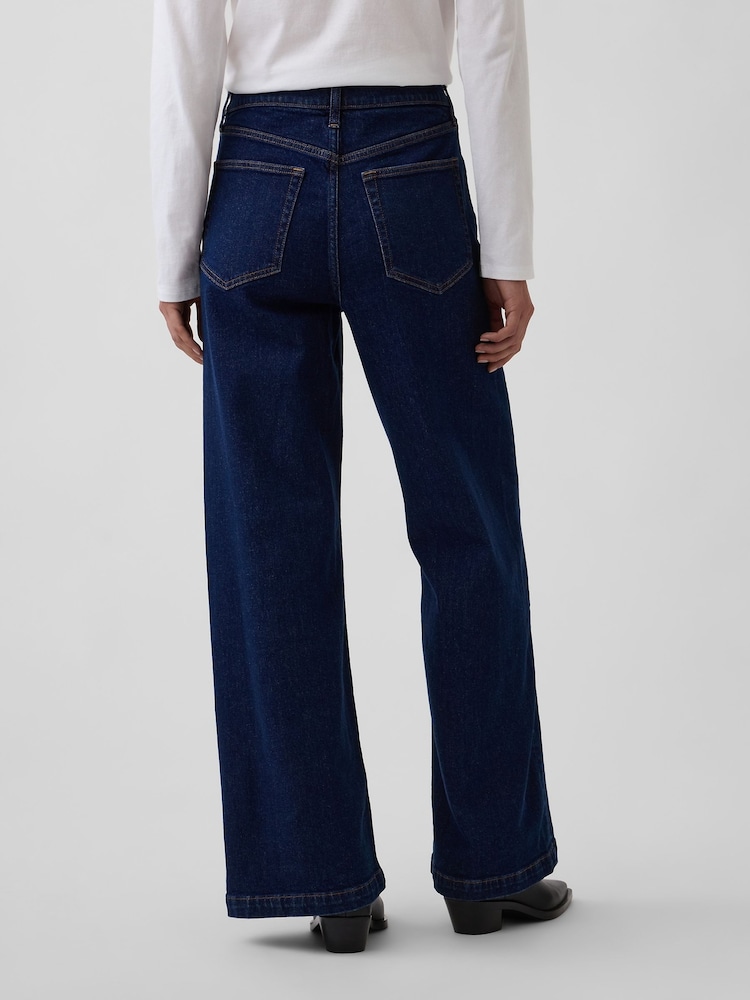 Gap Black Wash High Waisted Stride Wide-Leg Jeans - Image 2 of 5