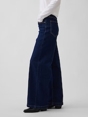Gap Black Wash High Waisted Stride Wide-Leg Jeans - Image 3 of 5