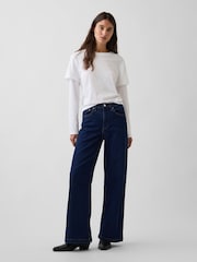 Gap Black Wash High Waisted Stride Wide-Leg Jeans - Image 4 of 5