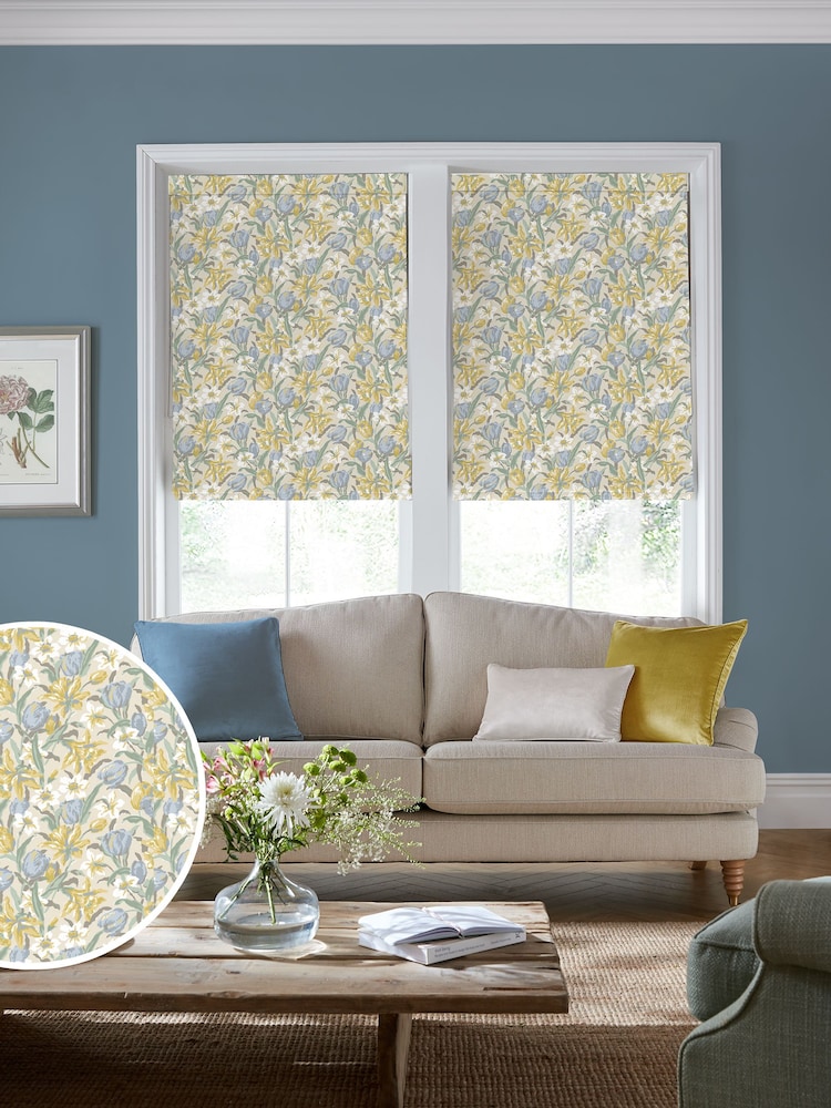Laura Ashley Gold Tulips Made to Measure 100% Cotton Roman Blinds - Image 1 of 6