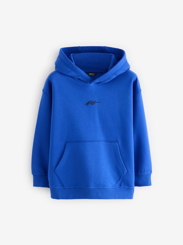 Cobalt Blue Plain Jersey Hoodie (3-16yrs) - Image 1 of 3