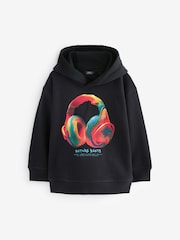 Black Headphones Graphic Print 100% Cotton Hoodie (3-16yrs) - Image 1 of 1