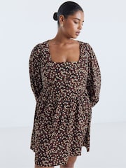 Simply Be Brown Historic Detail Skater Dress - Image 1 of 4