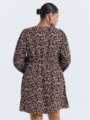Simply Be Brown Historic Detail Skater Dress - Image 2 of 4