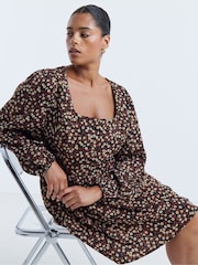 Simply Be Brown Historic Detail Skater Dress - Image 3 of 4