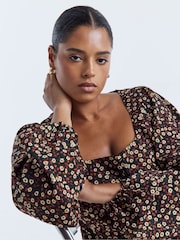 Simply Be Brown Historic Detail Skater Dress - Image 4 of 4