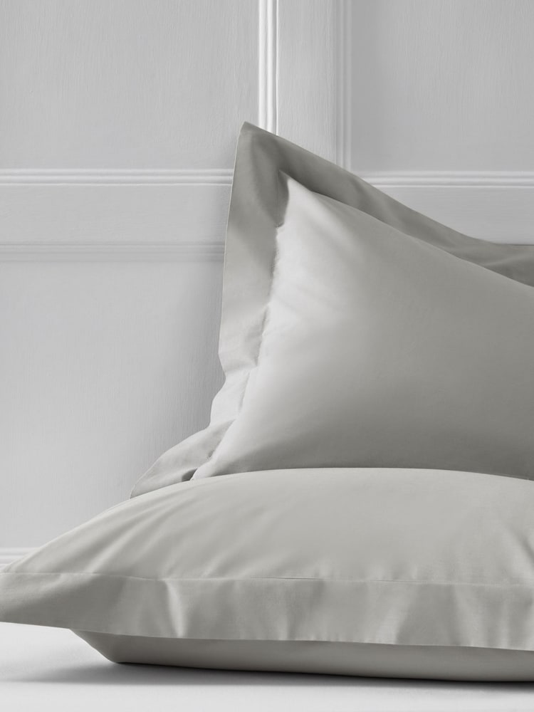 Set of 2 Grey Silver Cotton Rich Pillowcases - Image 1 of 2