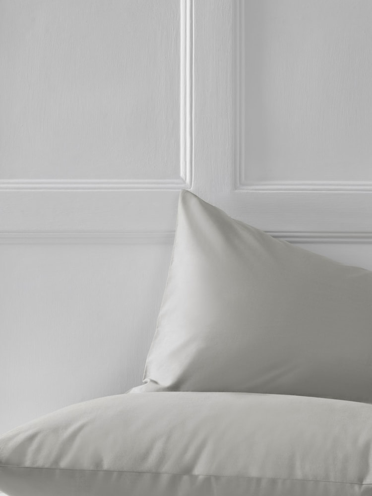 Set of 2 Grey Silver Cotton Rich Pillowcases - Image 2 of 2