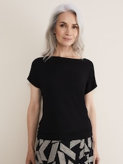 Phase Eight Black Cowl Twist Back Neena T-Shirt - Image 1 of 6