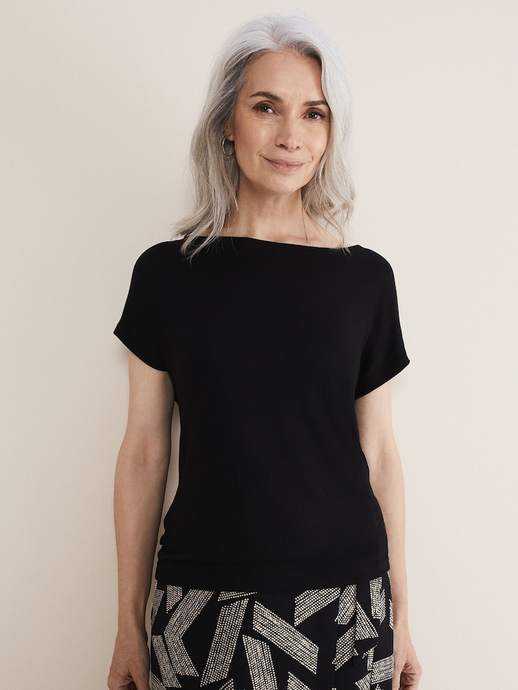 Phase Eight Black Cowl Twist Back Neena T-Shirt - Image 1 of 6