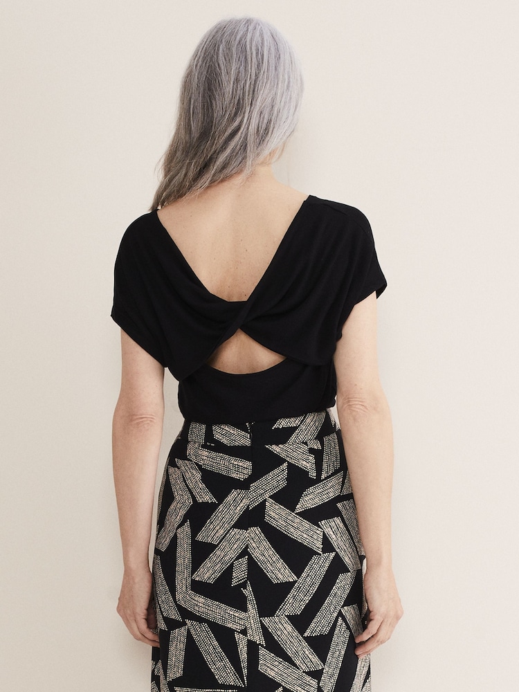 Phase Eight Black Cowl Twist Back Neena T-Shirt - Image 2 of 6