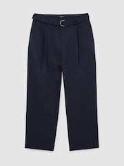 Reiss Navy Atwell Relaxed-Fit Belted Trousers - Image 3 of 8