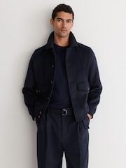 Reiss Navy Atwell Relaxed-Fit Belted Trousers - Image 5 of 8