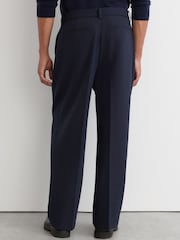 Reiss Navy Atwell Relaxed-Fit Belted Trousers - Image 7 of 8