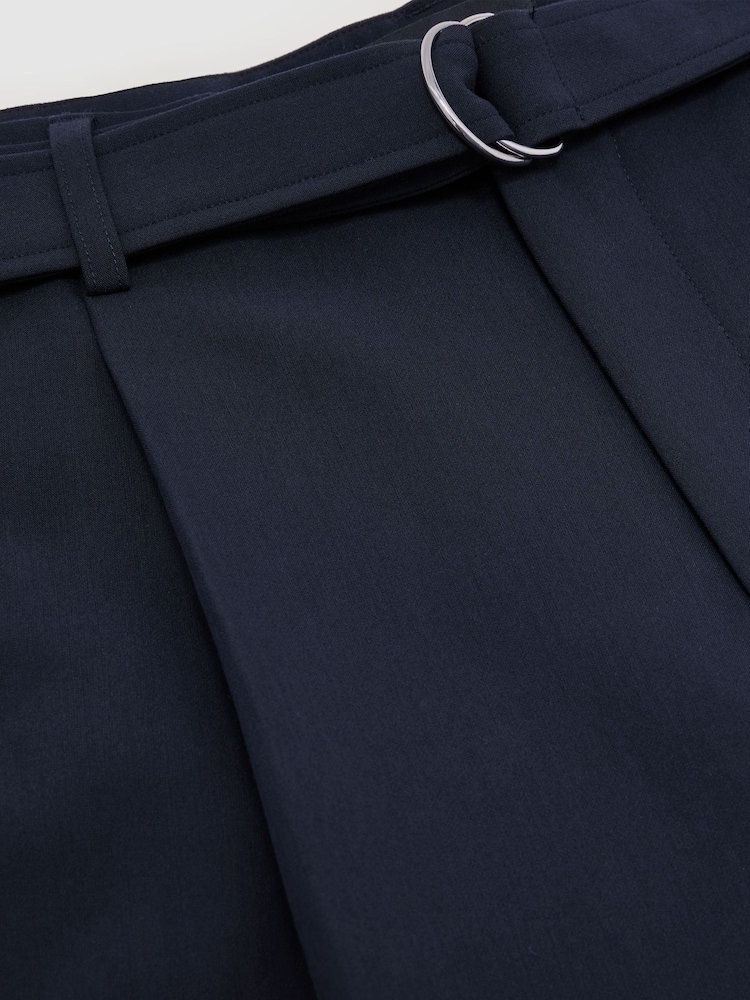 Reiss Navy Atwell Relaxed-Fit Belted Trousers - Image 8 of 8