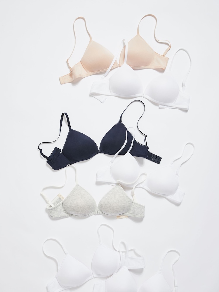 Navy Blue/Grey Marl/White First Bras 3 Pack - Image 2 of 11