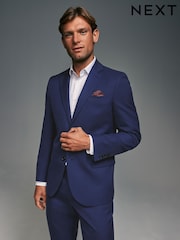 Bright Blue Tailored Fit Textured Suit Jacket - Image 12 of 12