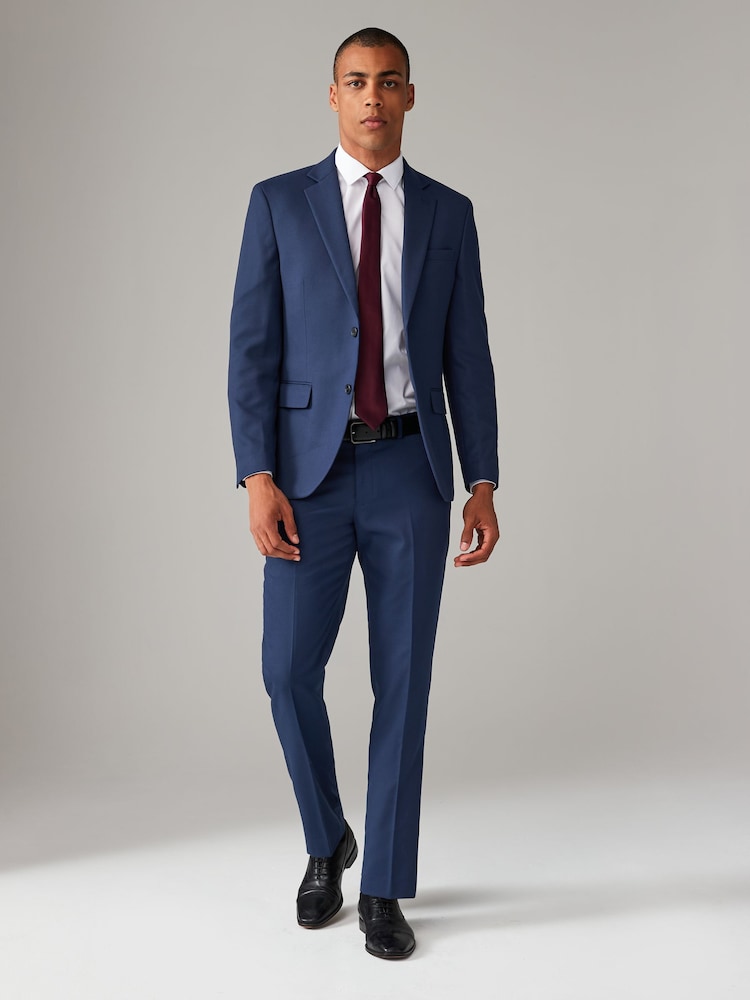 bleu vif - Coupe sur mesure - Pantalon de costume texturé - Image 2 of 9