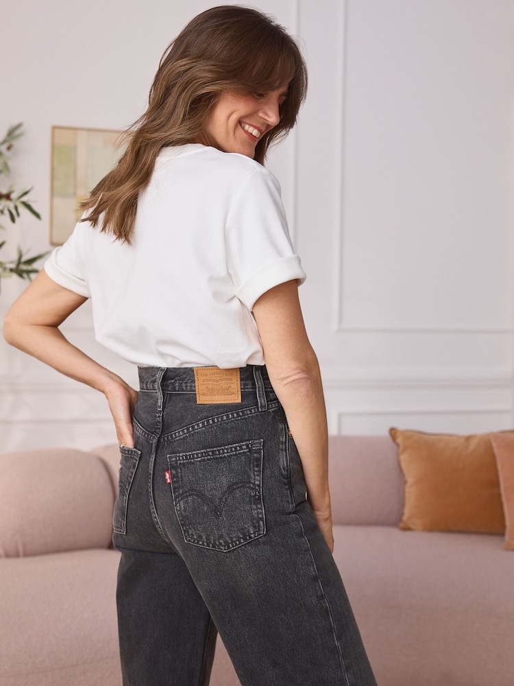 Levi's® Dark Black Ribcage Wide Leg 100% Cotton Jeans - Image 3 of 10