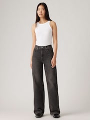 Levi's® Dark Black Ribcage Wide Leg 100% Cotton Jeans - Image 4 of 10