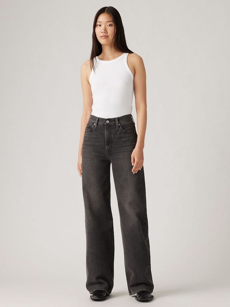 Levi's® Dark Black Ribcage Wide Leg 100% Cotton Jeans - Image 4 of 10