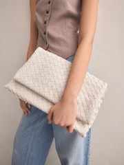White Weave Clutch Bag - Image 3 of 9