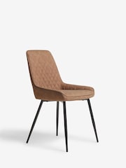 Set of 2 Arona Faux Leather Caramel Brown Hamilton Black Leg Quilted Dining Chairs - Image 3 of 7