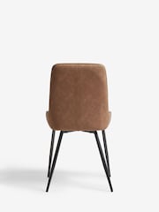 Set of 2 Arona Faux Leather Caramel Brown Hamilton Black Leg Quilted Dining Chairs - Image 5 of 7
