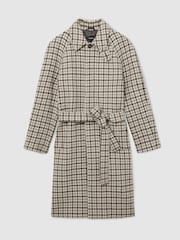 Palton din lână cu carouri houndstooth și curea Reiss Christem - Imaginea 2 din 9