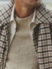 Palton din lână cu carouri houndstooth și curea Reiss Christem - Imaginea 3 din 9