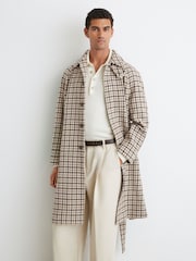 Palton din lână cu carouri houndstooth și curea Reiss Christem - Imaginea 4 din 9