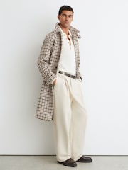 Palton din lână cu carouri houndstooth și curea Reiss Christem - Imaginea 5 din 9