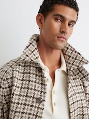Palton din lână cu carouri houndstooth și curea Reiss Christem - Imaginea 6 din 9