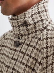 Palton din lână cu carouri houndstooth și curea Reiss Christem - Imaginea 7 din 9