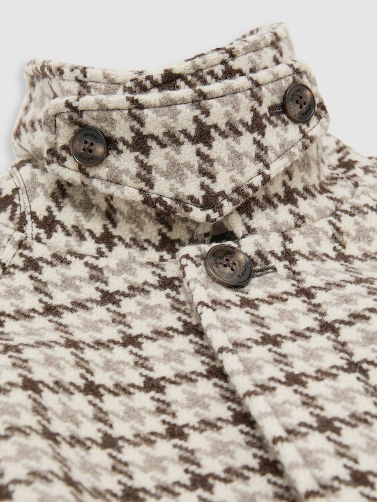 Palton din lână cu carouri houndstooth și curea Reiss Christem - Imaginea 9 din 9