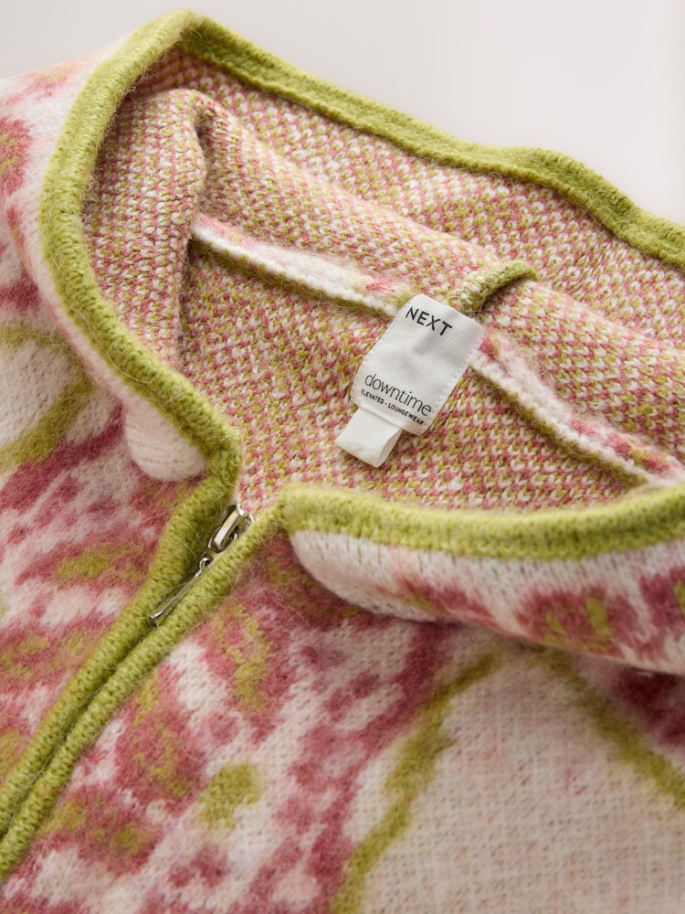 Pink Bandana Print Knitted Zip Through Cardigan - Image 2 of 3 Pink Bandana Print Knitted Zip Through Cardigan - Image 2 of 3