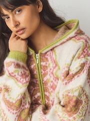 Pink Bandana Print Knitted Zip Through Cardigan - Image 5 of 8