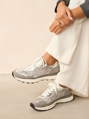 Серебряный - Print Forever Comfort® Chunky Sole Lace-Up Trainers - Image 1 of 3