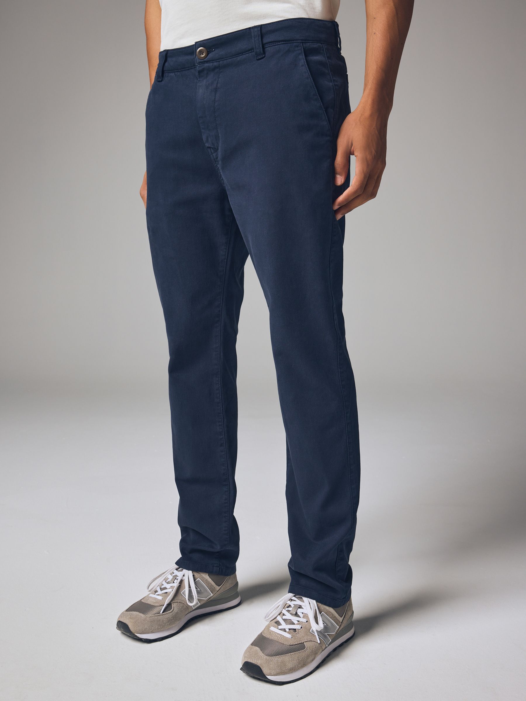 Buy Navy Slim Fit Belted Soft Touch Textured Trousers from Next Germany