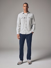 Navy Slim Fit Belted Soft Touch Textured Trousers - Image 2 of 5