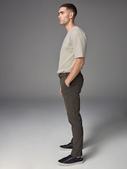 Khaki Green Slim Fit Belted Soft Touch Textured Trousers - Image 4 of 12